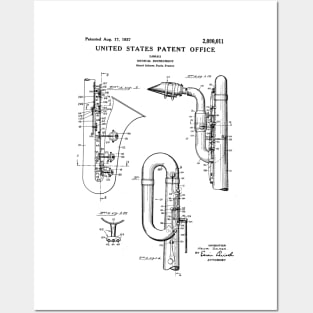 Saxophone Patent Black Posters and Art